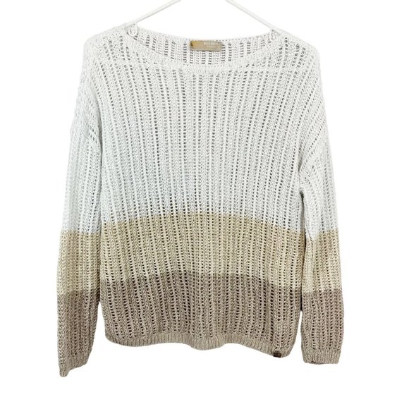 Dismero Made in Italy Open Knit Pullover Sweater Metallic Color Block Size Small - Picture 1 of 8